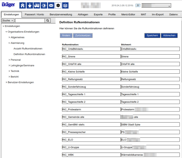 DME: Die RIC-Vorgaben als Rufkombinationen auf Gemeinde-Ebene hinterlegen