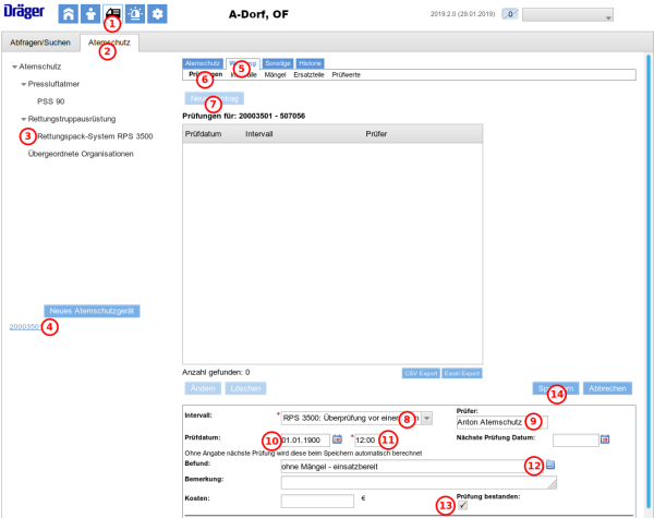 Eine Einzelpfrüfung am Beispiel einer Sicherheitstrupptasche