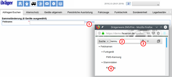 Zurücknahme Schritt 2: Kennung suchen