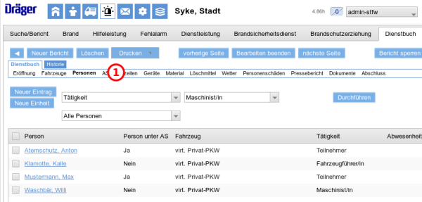 Dienstbucheintrag anlegen