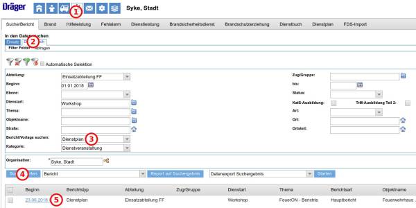 Dienst im Dienstplan suchen